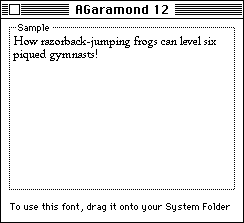 Font dialog for Garamond