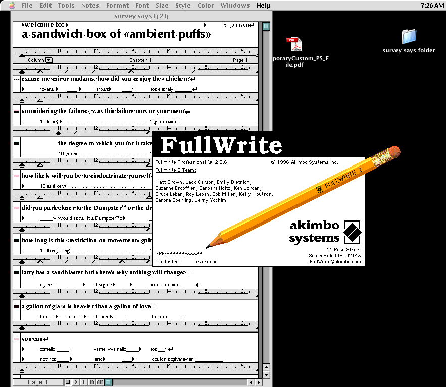 screenshot of FullWrite Professional